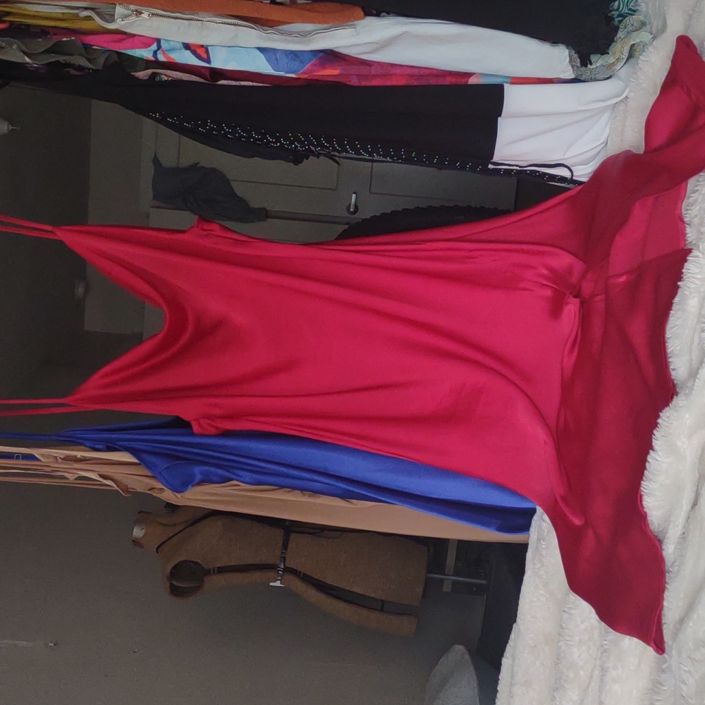 Red slip dress